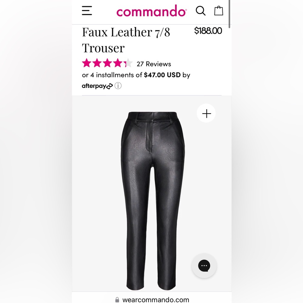 COMMANDO -NWOT- faux leather pants XS